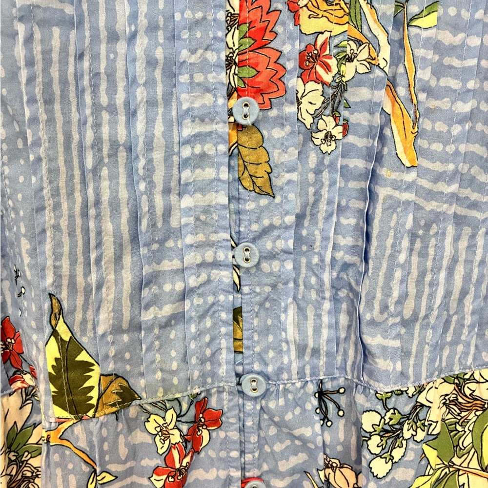 Johnny Was Cotton Floral Blue Long Sleeve Dress - Picture 6 of 7